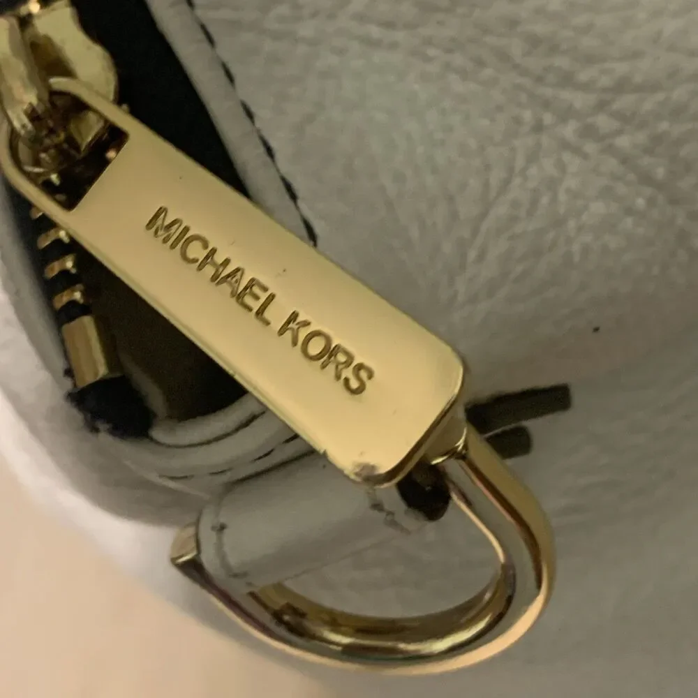 Michael Kors Color-Block Pebbled Leather Satchel/Crossbody Handbag Blue White